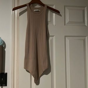 Tan high neck body suit